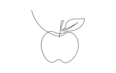 27. Folyamatos egyvonalas rajz fehér alapon Apple-ből