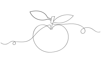 28. Folyamatos egyvonalas rajz fehér alapon Apple-ből