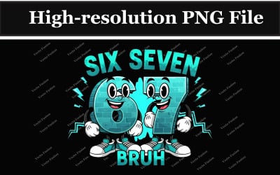Six Seven Brainrot Meme PNG For Kids Gaming, Italian Brainrot Style, Gen Alpha Slang Art