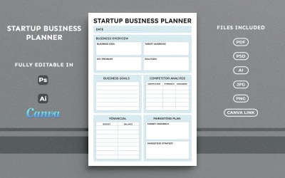 Startup Business Planner – Business Planning, Ready-to-Use, Minimal, A4