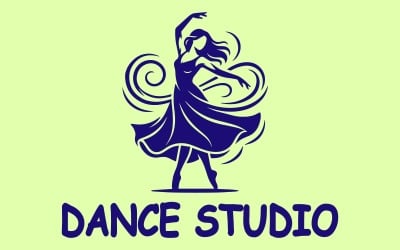 vintage dance logo girl Dance School Academy Logo