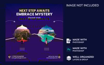 Explore the world Instagram post template or travel banner layout