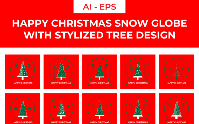 Happy Christmas Snow Globe with Stylized Tree Design