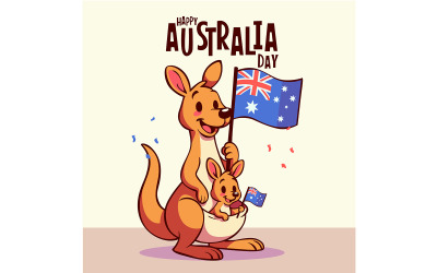 Känguru som håller australiensisk flagga