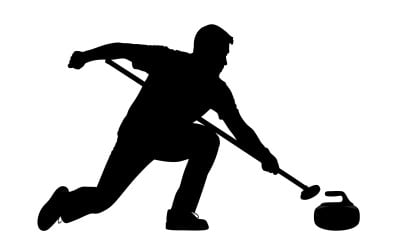 Man curling silhouette black shadow profile isolated on white background