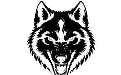 A black wolf vector art illustration