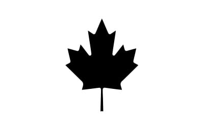 Black silhouette of a maple leaf symbol icon isolated on white background