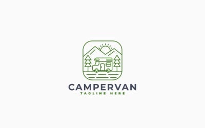 Camper Van Adventure Logo Template Design