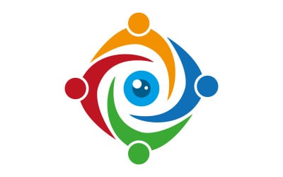 Progettazione del logo del lavoro di squadra della comunità Eye Circle o delle persone dei social network