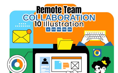 10 Illustration av samarbete i distansteam