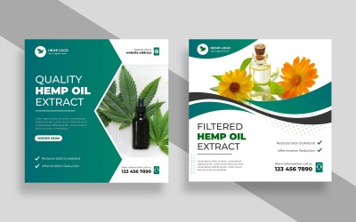 Baner postów w mediach społecznościowych na temat oleju konopnego CBD, wersja 2