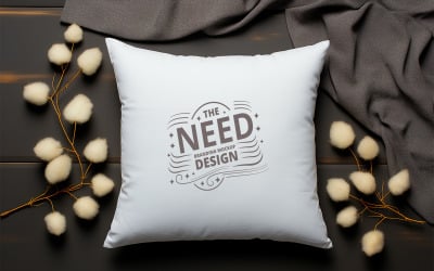 Elegant Pillow Branding PSD Mockup with Cotton Elements and Soft Fabric