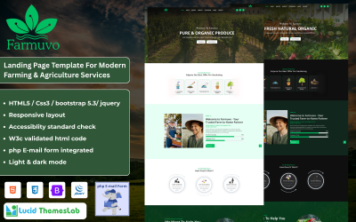 Farmuvo – 有机农业和农耕落地页 HTML 模板
