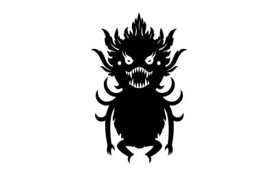 Fierce vector demon creature with glowing eyes and sharp claws isolated on white background