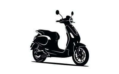 Nowoczesny czarny skuter elektryczny ze schowkiem i lusterkami bocznymi na białym tle