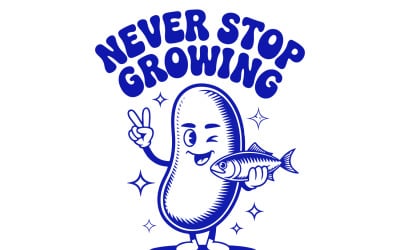 Een speelse cartoonillustratie in retrostijl.