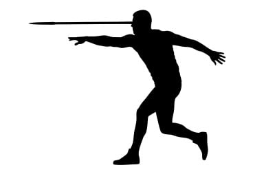 Dynamic human silhouette running in motion against minimalist setting isolated on white background