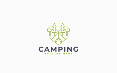 Modèle minimaliste de logo pour aventure de camping