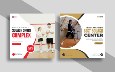 Šablona příspěvku na sociální média o squashovém sportu, verze 1