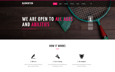 Plantilla web para sitio web de Badminton Club