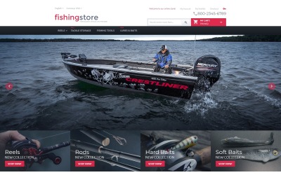 Template Magento Responsive #55708 "Negozio di Attrezzatura da Pesca"