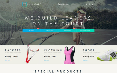 "Tennis Accessories Magento Theme" Responsive Magento Thema №55768