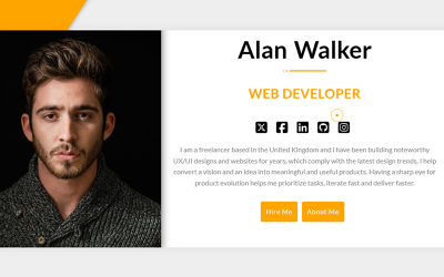 Alan Walker – Página de destino responsiva para portfólio pessoal (Bootstrap 5)
