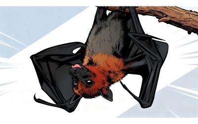 Bat Upside Down Ai Illustration Image + Vector Lineart
