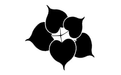 Detailed Black Silhouette of a Cluster of Heart-Shaped Leaves
