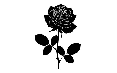 Elegancka monochromatyczna ilustracja róży z misternymi szczegółami płatków na białym tle