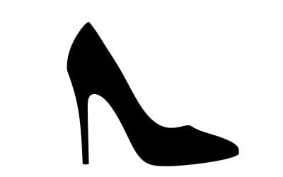 Elegante zwarte stilettohak met slanke spitse neus, ontworpen voor mode, geïsoleerd op een witte achtergrond.