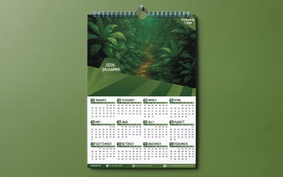 2026 Annual Wall Calendar with Lush Green Forest Theme
