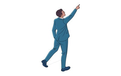 Isometric office worker carrying laptop and coffee mug