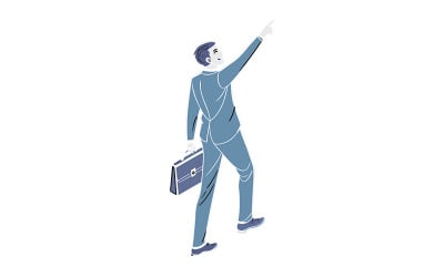 Isometric office working to the way