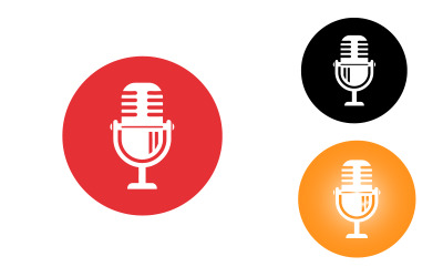 Vintage Microphone Icon in Red Circle Logo