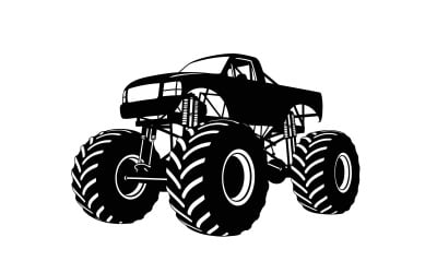 Vintage off-road monster truck with racing suspension and tires isolated on white background