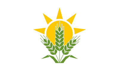 Wheat Stalk and Sun Emblem for Agriculture logo