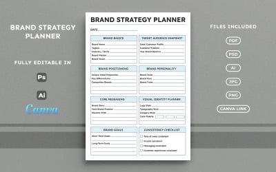 Marka Stratejisi Planlayıcısı – İşletme, Minimalist, Yazdırılabilir, Modern, Canva Şablonu