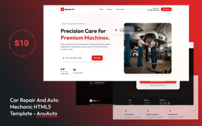 Modello HTML5 per riparazione auto e meccanico - AnuAuto