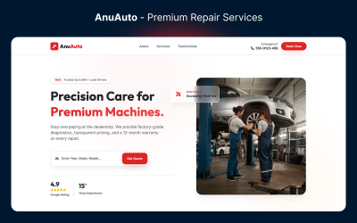 Modelo HTML5 para Reparação Automotiva e Mecânica Automotiva - AnuAuto