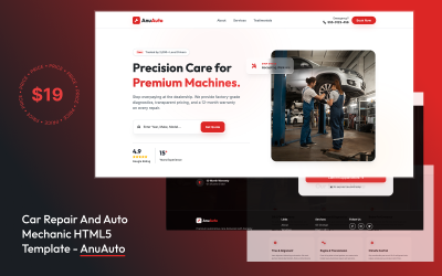 Modelo HTML5 para Reparação Automotiva e Mecânica Automotiva - AnuAuto