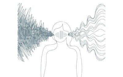 A minimalist line art illustration depicting a serene human silhouette