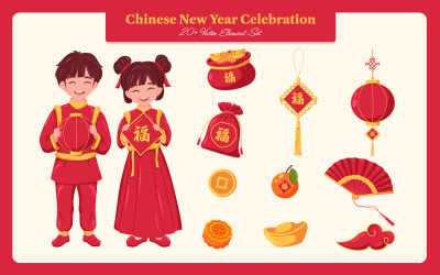 Chinese New Year Celebration - Vector Element Set
