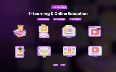E-Learning &amp;amp; Online Education 3D Icon