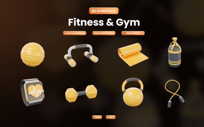 Fitness &amp;amp; Gym 3D Icon Design