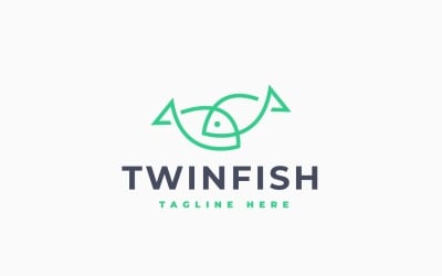 Twin Fish Logo Minimalist Template Design