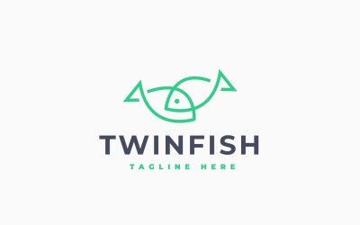 Twin Fish-logotyp minimalistisk malldesign