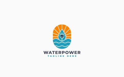 Vattenkraft Energi Logotyp Mall Design
