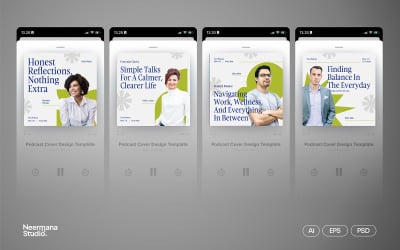 Portada del podcast minimalista blanco y verde