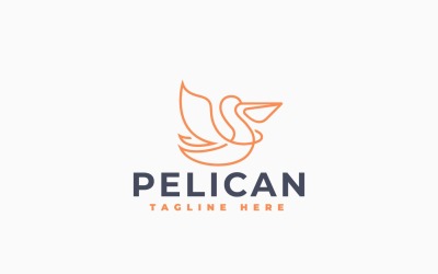 Zarif Pelikan Kuşu Logo Şablonu Tasarımı